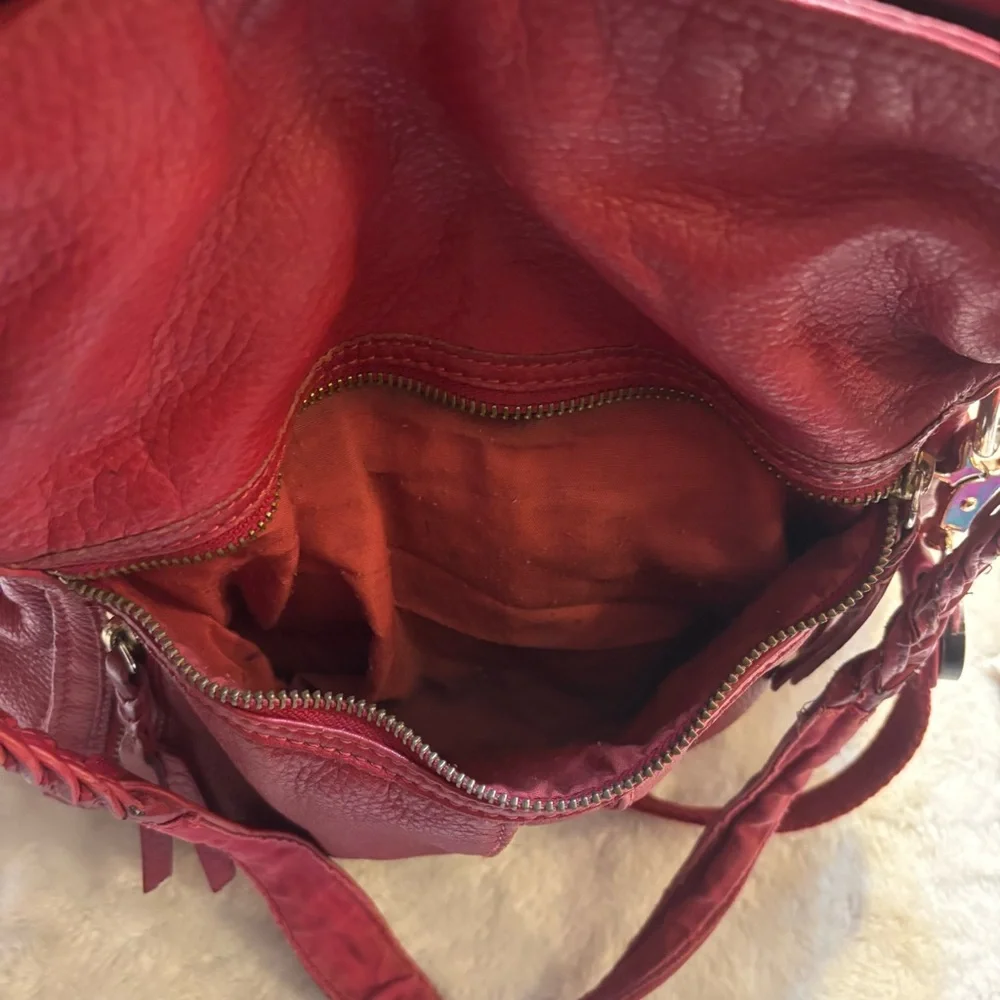 The Sak Bag Red Leather Convertible Shoulder Bag and Crossbody Braided Strap Y2K